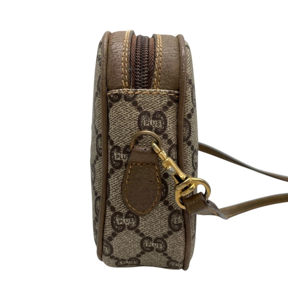 GUCCI Old Gucci GG Plus Shoulder Bag Leather Grey Brown Gold Hardware Logo Cr... - Picture 5 of 16